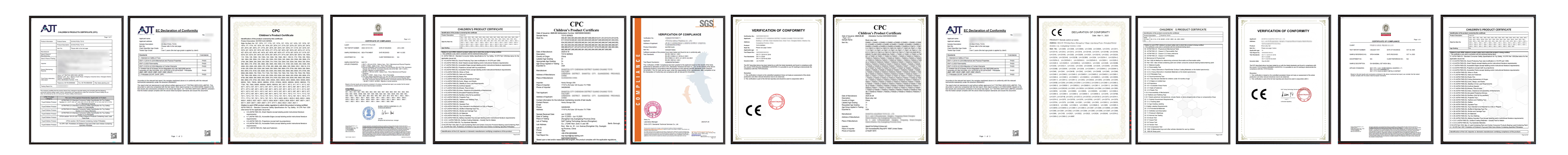 Product certificates and test reports gallery