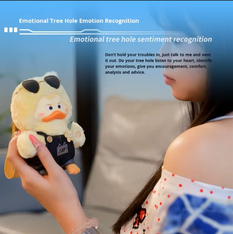 LuluDuck AI-Powered Realistic Intelligent Companion Plush PP Cotton Filled Interactive Doll Voice Chat Toys for Kids 15cm Unisex