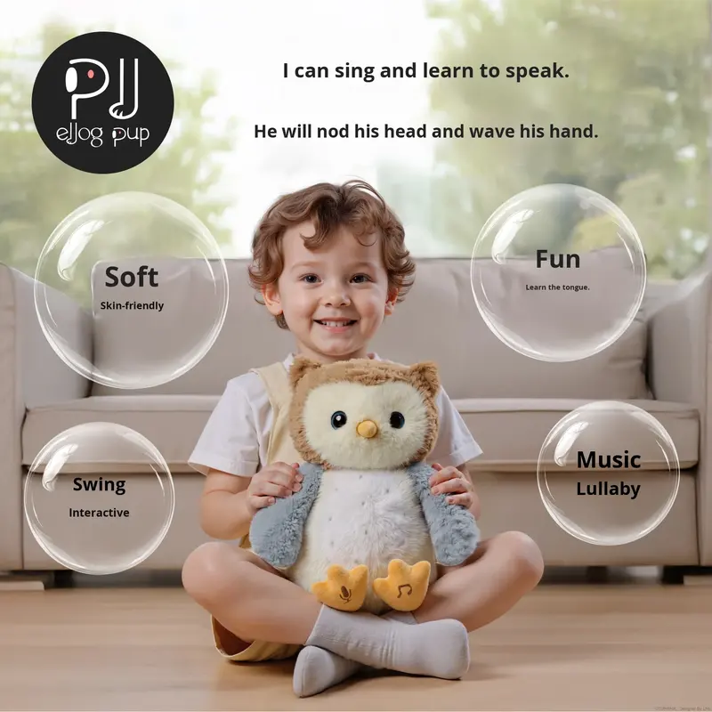 Wholesale Custom Electric Voice Recorder Repeat Singing Talking Remote Control Cute Plush Animal Toy Owl EJOGPUP for Kids 0-7