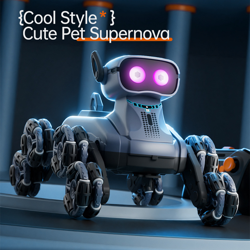 Cross-border Youth Eight-wheel Stunt Car Drift Light Music Smart Robot Dog Toy Electric Plastic HD5100 Indoor Use Remote