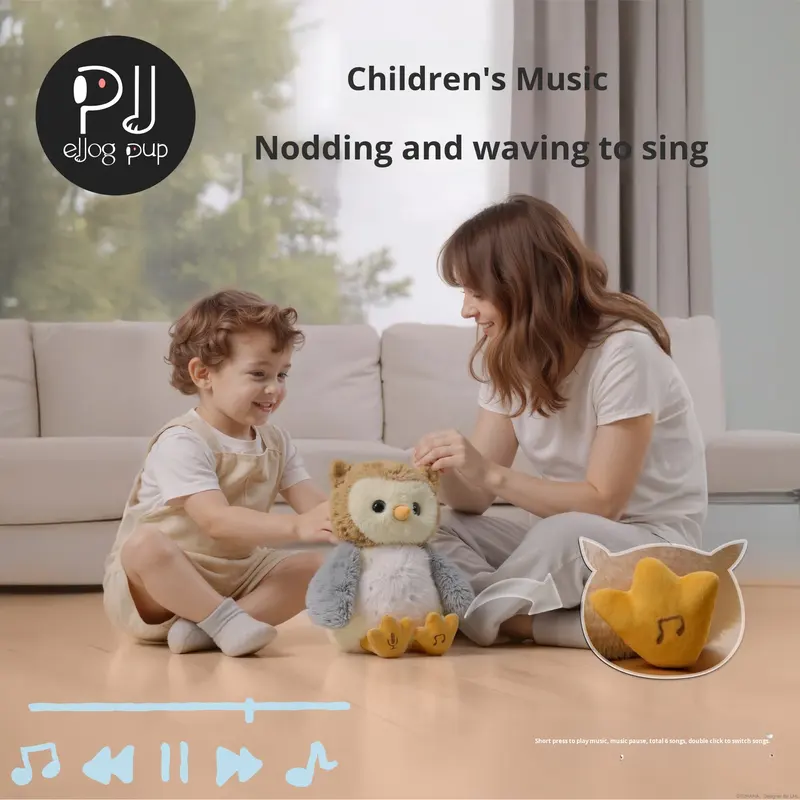 Wholesale Custom Electric Voice Recorder Repeat Singing Talking Remote Control Cute Plush Animal Toy Owl EJOGPUP for Kids 0-7