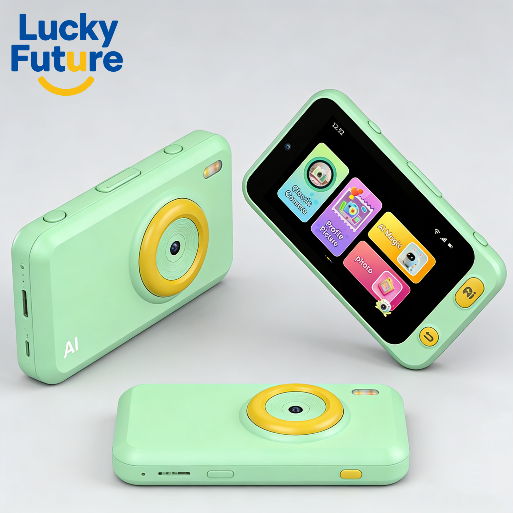 AI Educational Toy Camera for Kids with Object Recognition 4'' IPS Screen Interactive Projection Slide Games and Battery Power
