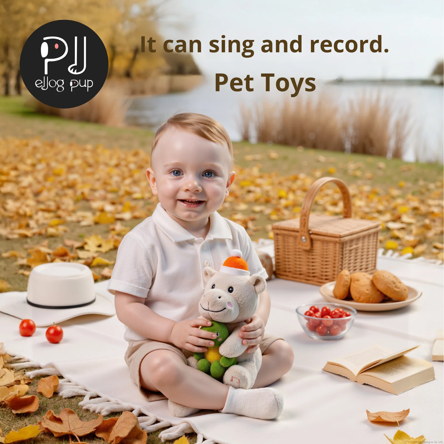 EJOGPUP Children's Interactive Voice Recorder Repeat Singing Talking Super Soft Electric USB Charging Hippo PP Cotton Mesh