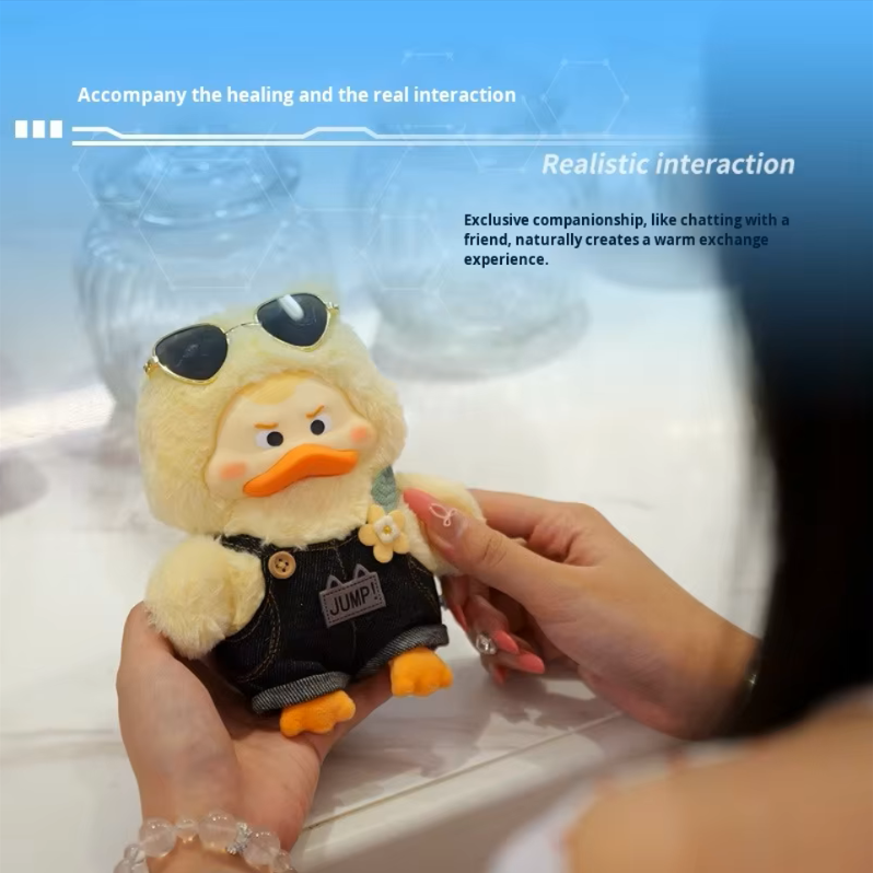 Lulu Duck AI Talking Robot Toy Interactive App-Controlled Plush Voice Chat Emotion Recognition 15cm Food-Grade Silicone for Kids