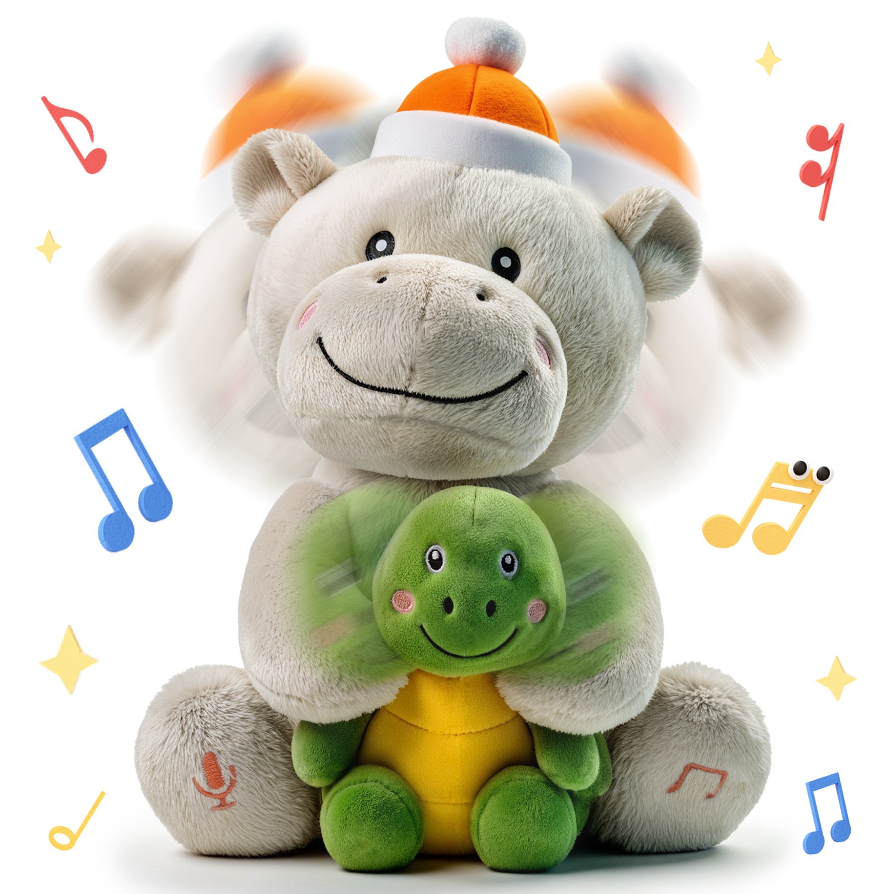 EJOGPUP Children's Interactive Voice Recorder Repeat Singing Talking Super Soft Electric USB Charging Hippo PP Cotton Mesh
