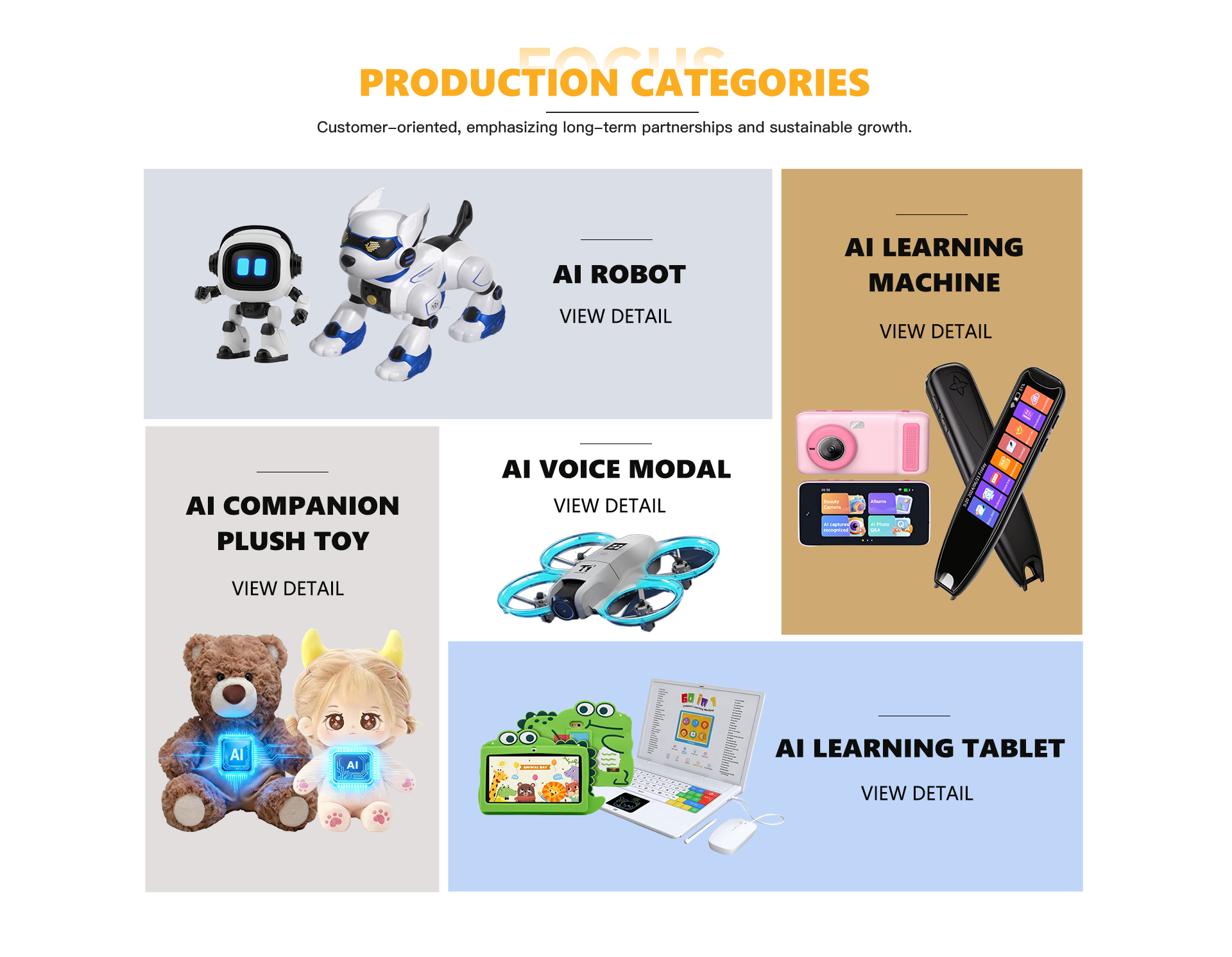 AI learning machine product range for kids