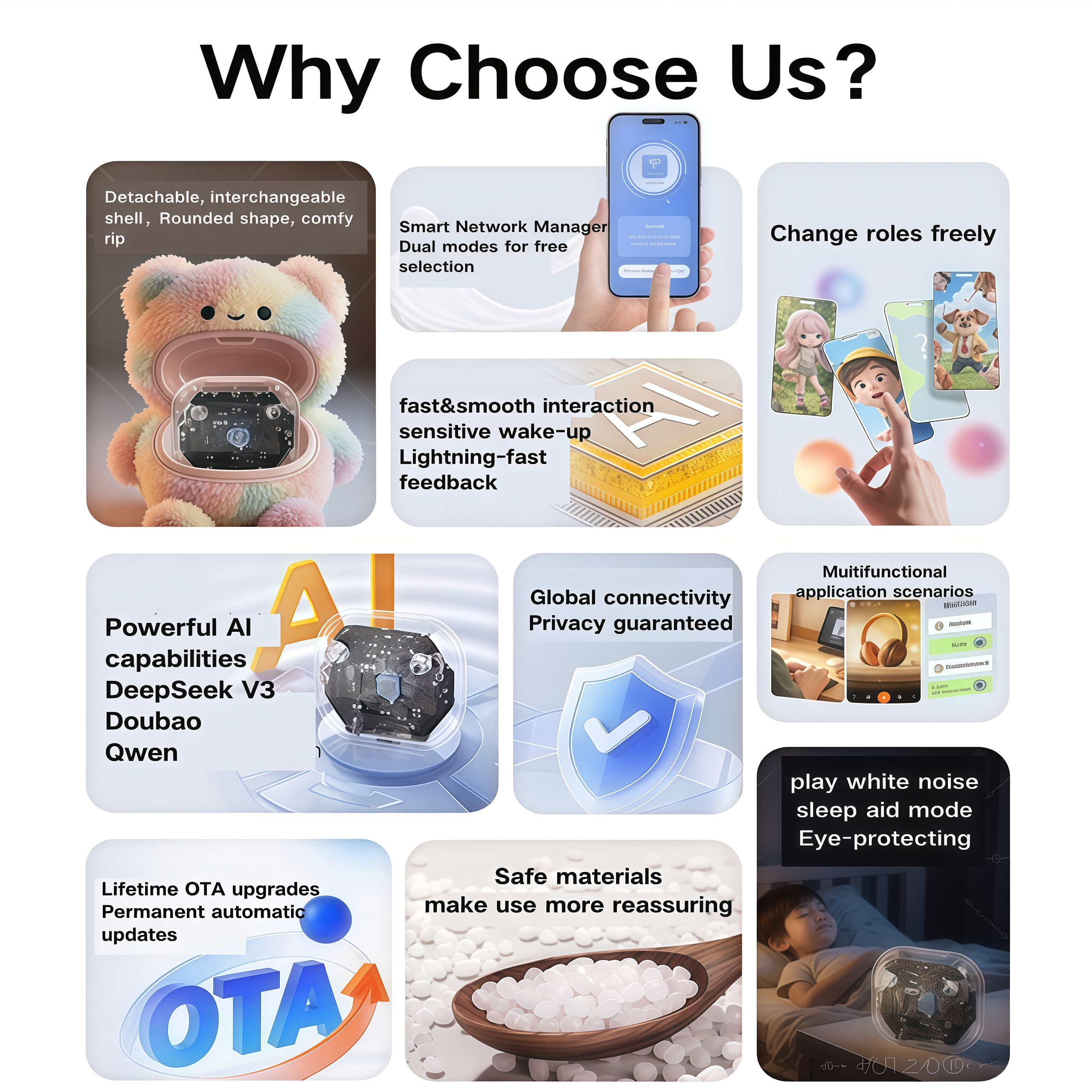Interactive AI Talking Bear Plush Keychain Doll Super Soft Plush PP Cotton Filling Mesh USB Charging-Stress Relief Toy for Bags