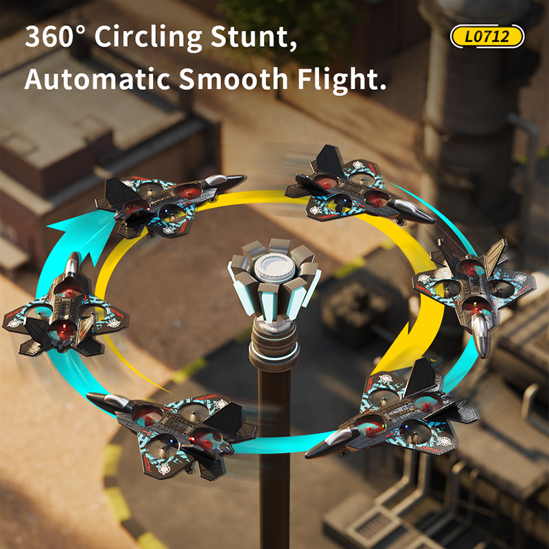 360 Circling 6-Channel RC Fighter Jet Foam Plane Toy with Light 2.4G Stunt EPP Airplane Remote Control 50m for Kids