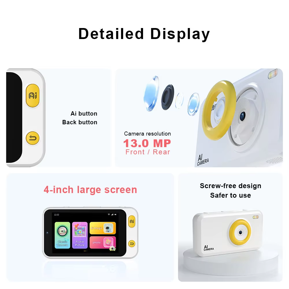 Kids AI Toy Camera Language Learning Object Recognition 13MP Visual Learning Device Plastic Lithium 4'' IPS Screen 1700mAh