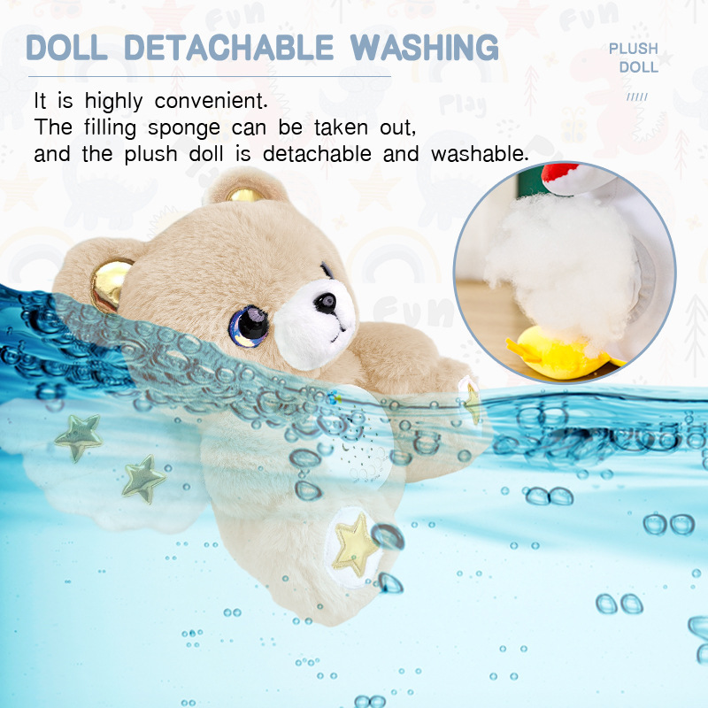 Children's Interactive AI Bear Plush Toy with Detachable & Washable Design Built-in Battery for Educational Play Ages 4-8